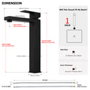 EZANDA Single Handle Vessel Sink Faucet Tall Bathroom Bowl Basin Mixer Tap One Hole With Water Supply Line, Matte Black