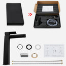 EZANDA Single Handle Vessel Sink Faucet Tall Bathroom Bowl Basin Mixer Tap One Hole With Water Supply Line, Matte Black