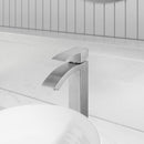 EZANDA Waterfall Vessel Sink Faucet Tall Bathroom Faucet Single Handle, Single Hole Bowl Basin Mixer Tap with Water Supply Lines, Brushed Nickel, 1440702D