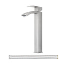EZANDA Waterfall Vessel Sink Faucet Tall Bathroom Faucet Single Handle, Single Hole Bowl Basin Mixer Tap with Water Supply Lines, Brushed Nickel, 1440702D