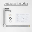 EZANDA Waterfall Vessel Sink Faucet Tall Bathroom Faucet Single Handle, Single Hole Bowl Basin Mixer Tap with Water Supply Lines, Brushed Nickel, 1440702D