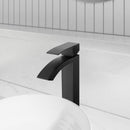 EZANDA Waterfall Vessel Sink Faucet Tall Bathroom Faucet Single Handle, Single Hole Bowl Basin Mixer Tap with Water Supply Lines, Matte Black, 1440704D