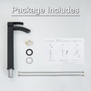 EZANDA Waterfall Vessel Sink Faucet Tall Bathroom Faucet Single Handle, Single Hole Bowl Basin Mixer Tap with Water Supply Lines, Matte Black, 1440704D