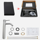 EZANDA Tall Bathroom Faucet Single Handle Vessel Sink Faucet One Hole Bowl Basin Mixer With Water Supply Lines, Brushed Nickel