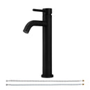 EZANDA Tall Bathroom Faucet Single Handle Vessel Sink Faucet One Hole Bowl Basin Mixer With Water Supply Lines, Matte Black