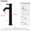 EZANDA Tall Bathroom Faucet Single Handle Vessel Sink Faucet One Hole Bowl Basin Mixer With Water Supply Lines, Matte Black