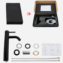 EZANDA Tall Bathroom Faucet Single Handle Vessel Sink Faucet One Hole Bowl Basin Mixer With Water Supply Lines, Matte Black