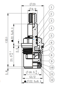 PARLOS Brass Stem Disc Faucet Cartridge Replacement for Bathroom Tap (1 Pair Hot & Cold)