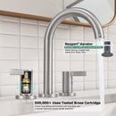 PARLOS 2-Handle Widespread 8 inch Bathroom Sink Faucet 3 Hole Vanity Faucet with cUPC Faucet Supply Lines, Brushed Nickel, 1.2GPM, 1437602PD