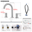 PARLOS 2-Handle Widespread 8 inch Bathroom Sink Faucet 3 Hole Vanity Faucet with cUPC Faucet Supply Lines, Brushed Nickel, 1.2GPM, 1437602PD