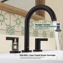 PARLOS 2-Handle Widespread 8 inch Bathroom Sink Faucet 3 Hole Vanity Faucet with cUPC Faucet Supply Lines, Matte Black, 1.2GPM, 1437604PD