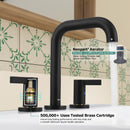 PARLOS Widespread 8 inch Bathroom Sink Faucet 3 Hole Vanity Faucet with cUPC Faucet Supply Lines, Matte Black, 1.2GPM, 1437704PD