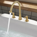 PARLOS 2-Handle Widespread High Arc Roman Bathtub Faucet Tub Filler with Valve & Faucet Supply Lines, Brushed Gold, Demeter 1436208
