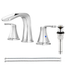 PARLOS Waterfall Widespread Bathroom Faucet Double Handles with Pop Up Drain & cUPC Faucet Supply Lines, Chrome, Doris,1.2 GPM