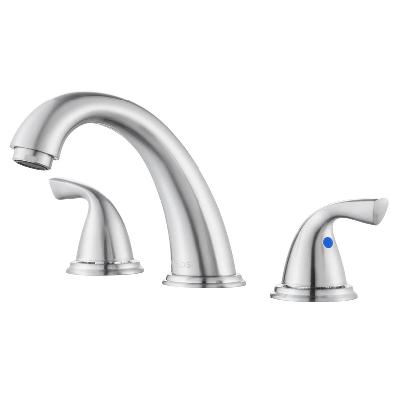 PARLOS Widespread Two Handles Bathroom Faucet Brushed Nickel, Pop-up Drain & Supply Lines not Included (1435002D)