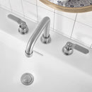 PARLOS Two-Handle Widespread Bathroom Sink Faucet Three Hole Lavatory Faucet with Metal Pop-up Sink Drain Brushed Nickel, 1436002