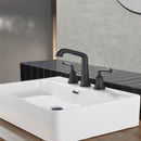 NEWATER 8 inch Widespread 2-Handle Bathroom Sink Faucet Basin Mixer Tap with Faucet Supply Lines & Metal Pop-up Drain Matte Black, 2004011