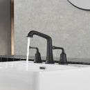 NEWATER 8 inch Widespread 2-Handle Bathroom Sink Faucet Basin Mixer Tap with Faucet Supply Lines & Metal Pop-up Drain Matte Black, 2004011