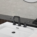 NEWATER 8 inch Widespread 2-Handle Bathroom Sink Faucet Basin Mixer Tap with Faucet Supply Lines & Metal Pop-up Drain Matte Black, 2004011