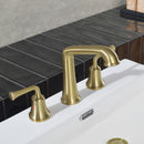 NEWATER Two Handle 8 inch Widespread Three Hole Bathroom Sink Faucet Supply Hoses Basin Faucet Mixer Tap Brushed Gold, 2004041