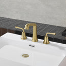 NEWATER Two Handle 8 inch Widespread Three Hole Bathroom Sink Faucet Supply Hoses Basin Faucet Mixer Tap Brushed Gold, 2004041