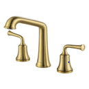 NEWATER Two Handle 8 inch Widespread Three Hole Bathroom Sink Faucet Supply Hoses Basin Faucet Mixer Tap Brushed Gold, 2004041