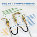 NEWATER Two Handle 8 inch Widespread Three Hole Bathroom Sink Faucet Supply Hoses Basin Faucet Mixer Tap Brushed Gold, 2004041