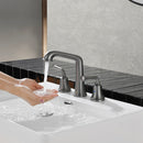 NEWATER 8 inch Widespread 2-Handle Bathroom Sink Faucet Basin Mixer Tap with Faucet Supply Lines & Metal Pop-up Drain Black Stainless, 2004051