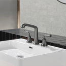 NEWATER 8 inch Widespread 2-Handle Bathroom Sink Faucet Basin Mixer Tap with Faucet Supply Lines & Metal Pop-up Drain Black Stainless, 2004051