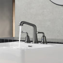 NEWATER 8 inch Widespread 2-Handle Bathroom Sink Faucet Basin Mixer Tap with Faucet Supply Lines & Metal Pop-up Drain Black Stainless, 2004051