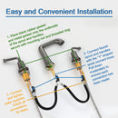 NEWATER 8 inch Widespread 2-Handle Bathroom Sink Faucet Basin Mixer Tap with Faucet Supply Lines & Metal Pop-up Drain Black Stainless, 2004051