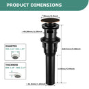 PARLOS Push & Seal Pop Up Drain Assembly Stopper for Bathroom Sink with Overflow Oil Rubbed Bronze, 20716