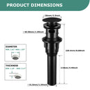 PARLOS Push and Seal Pop Up Drain Stopper with Overflow for Bathroom Sink Faucet Vessel Vanity, Matte Black, 20861