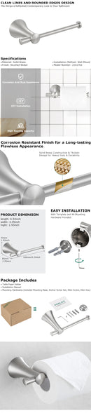 PARLOS Towel Hook, Wall Mounted Coat Hook, Brushed Nickel Robe Hook for Bathroom, 2101602