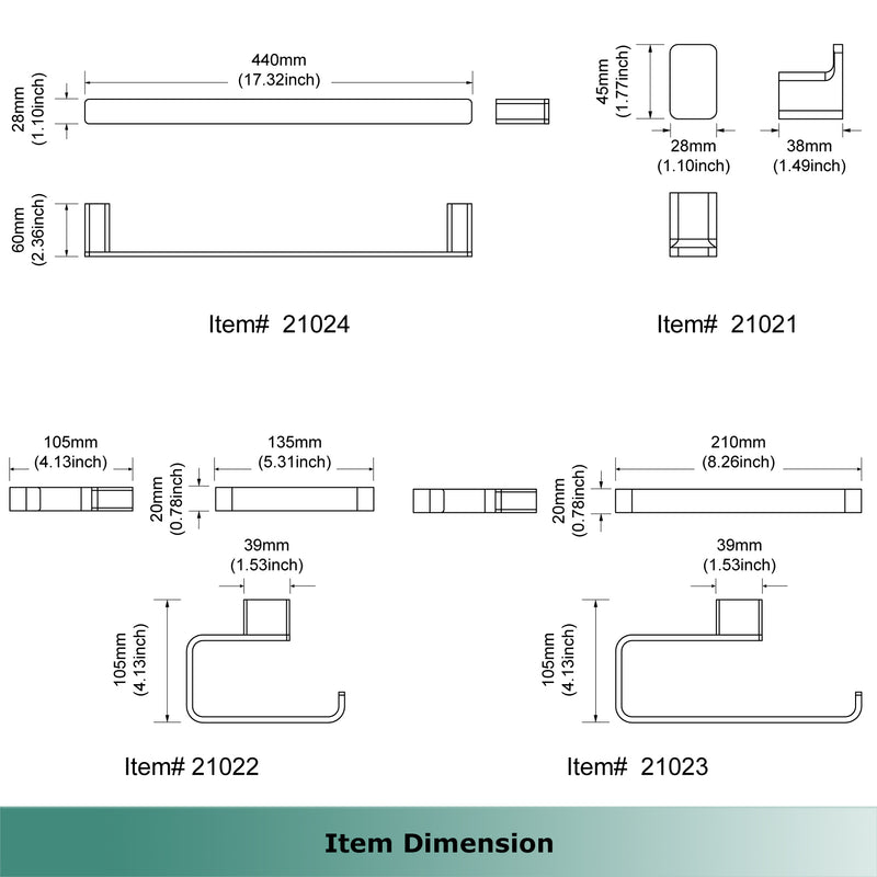 PARLOS Brass Bathroom Accessory Hareware Set 4 Pack Included Towel Bar, Hand Towel Holder, Toilet Paper Holder, Robe Hook , Brushed Nickel, Doris (2102502)