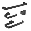 PARLOS Brass Bathroom Accessory Hareware Set 4 Pack Included Towel Bar, Hand Towel Holder, Toilet Paper Holder, Robe Hook , Matte Black, Doris (2102504)
