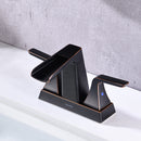 NEWATER Bathroom Sink Double Handle Waterfall Centerset Faucet Three Hole Pop Up Drain Mixer Tap Deck Mounted Oil Rubbed Bronze (26811)