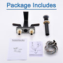 NEWATER Bathroom Sink Double Handle Waterfall Centerset Faucet Three Hole Pop Up Drain Mixer Tap Deck Mounted Oil Rubbed Bronze (26811)