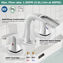 PARLOS Waterfall Widespread Bathroom Faucet Double Handles with Pop Up Drain & cUPC Faucet Supply Lines, Chrome, Doris,1.2 GPM