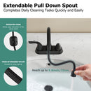 PARLOS Bathroom Sink Faucet with Pull Out Sprayer, 2 Handle Bathroom Pull Down Faucet with 360 Swivel Spout, Centerset 4 Inch Vanity Sink Faucet, Matte Black, 1.2 GPM, 1438904P