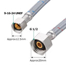 PARLOS 32 Inch Extended Faucet Water Supply Lines cUPC CERTIFIED with 9/16-24 UNEF threads Brass Connector, 2104601
