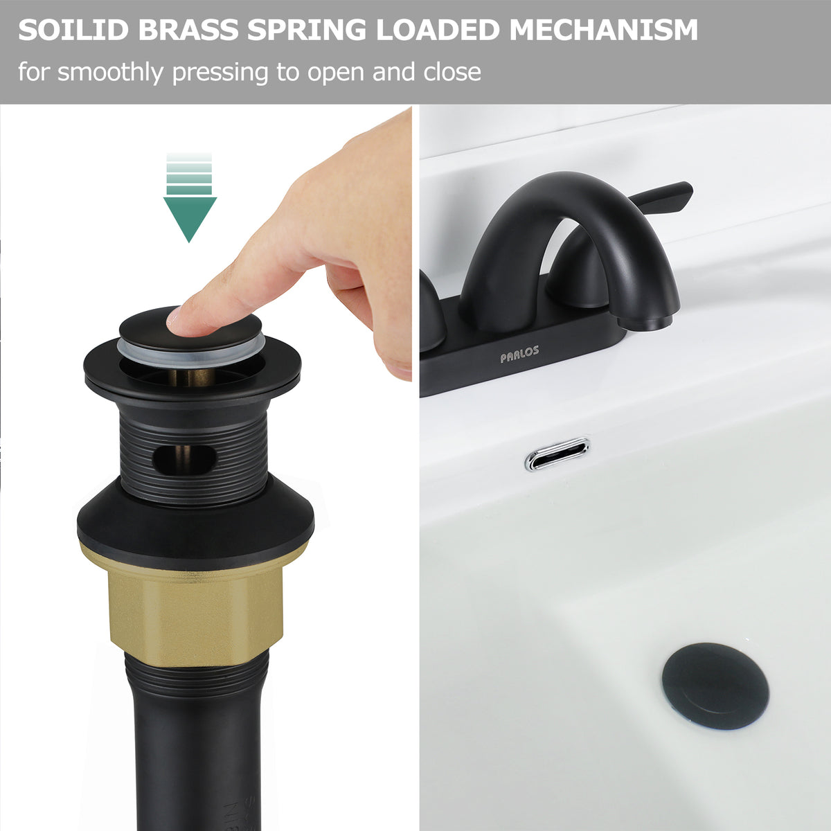Kmeino Pop-Up Bathroom Sink Drain With Overflow – Brass & Stainless Steel, Anti-Clog Strainer, Easy Install - View #8