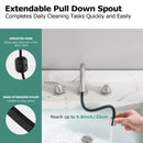 PARLOS Bathroom Sink Faucet with Pull Out Sprayer, Widespread Pull Down Bathroom Faucet with 360 Swivel Spout, 3 Hole Vanity Sink Mixer, Brushed Nickel, 1.2 GPM, 1439002P