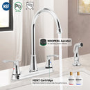 PARLOS 8 Inch Two Handles High Arch Kitchen Sink Faucet with Side Sprayer & Supply Lines, Chrome, Demeter 1413801