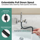 PARLOS Bathroom Sink Faucet with Pull Out Sprayer, 2 Handle Bathroom Pull Down Faucet with 360 Swivel Spout, Centerset 4 Inch Vanity Sink Faucet, Chrome, 1.2 GPM, 1438901P