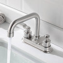 NEWATER Two-Handle 4 Inch Centerset Bathroom Sink Faucet with Metal Pop-up Sink Drain Lavatory Faucet Mixer Tap Deck Mounted Brushed Nickel (3002031)