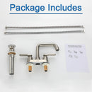 NEWATER Two-Handle 4 Inch Centerset Bathroom Sink Faucet with Metal Pop-up Sink Drain Lavatory Faucet Mixer Tap Deck Mounted Brushed Nickel (3002031)