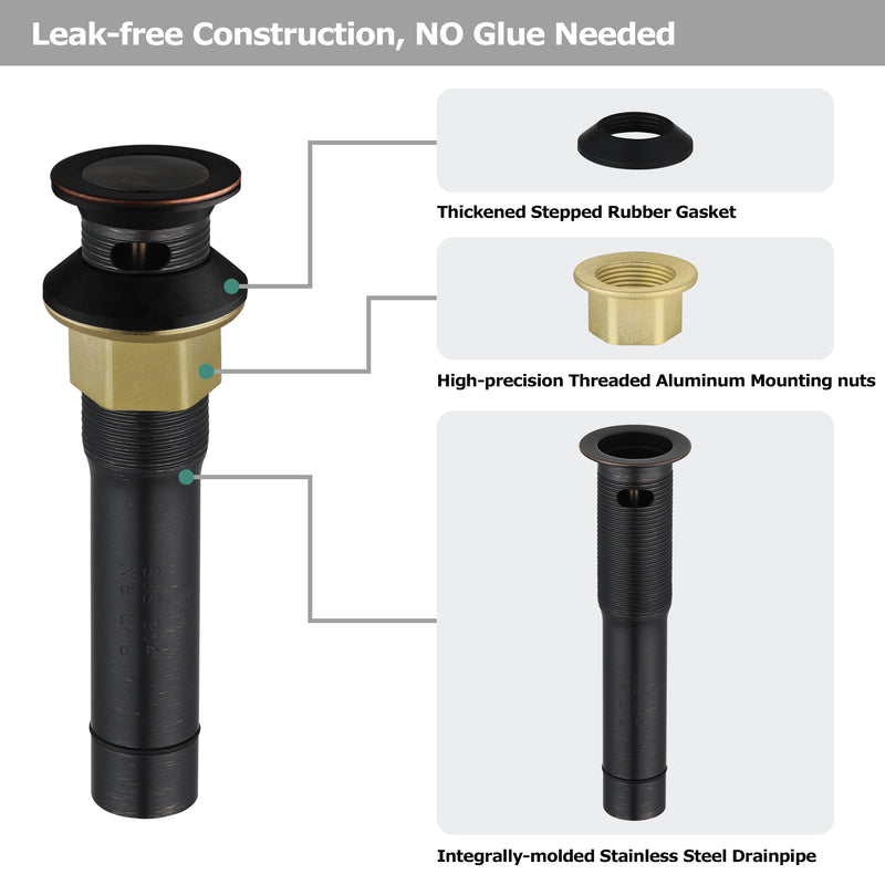 PARLOS Pop up Sink Drain Stopper with Overflow for Bathroom Sink Vessel, Oil Rubbed Bronze, 2104703