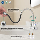 PARLOS Bathroom Sink Faucet with Pull Out Sprayer, 2 Handle Bathroom Pull Down Faucet with 360 Swivel Spout, Centerset 4 Inch Vanity Sink Faucet, Chrome, 1.2 GPM, 1438901P
