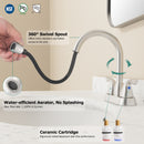 PARLOS Bathroom Sink Faucet with Pull Out Sprayer, 2 Handle Bathroom Pull Down Faucet with 360 Swivel Spout, Centerset 4 Inch Vanity Sink Faucet, Brushed Nickel, 1.2 GPM, 1438902P